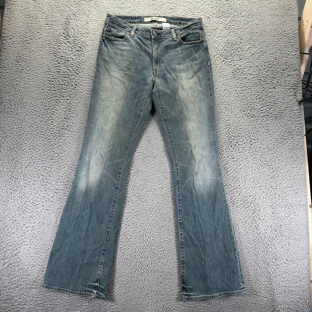 Vintage Gap Jeans Women's 10 Blue Cotton Denim Flared Leg Workwear Faded Stretch